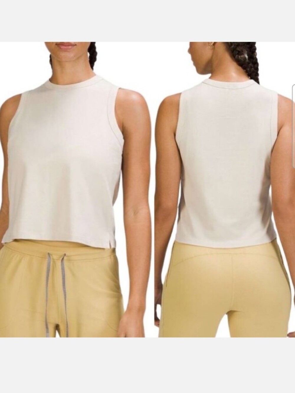 Lululemon Classic-Fit Cotton-Blend Sleeveless Tank Top In Natural Ivory Size 4